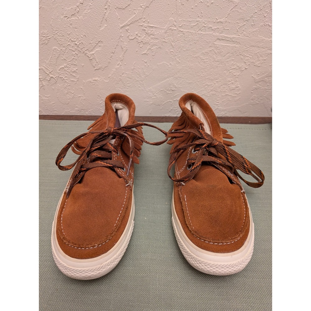 Converse All Star Womens 6.5 Brown Suede Fringe Moccasin Sneakers